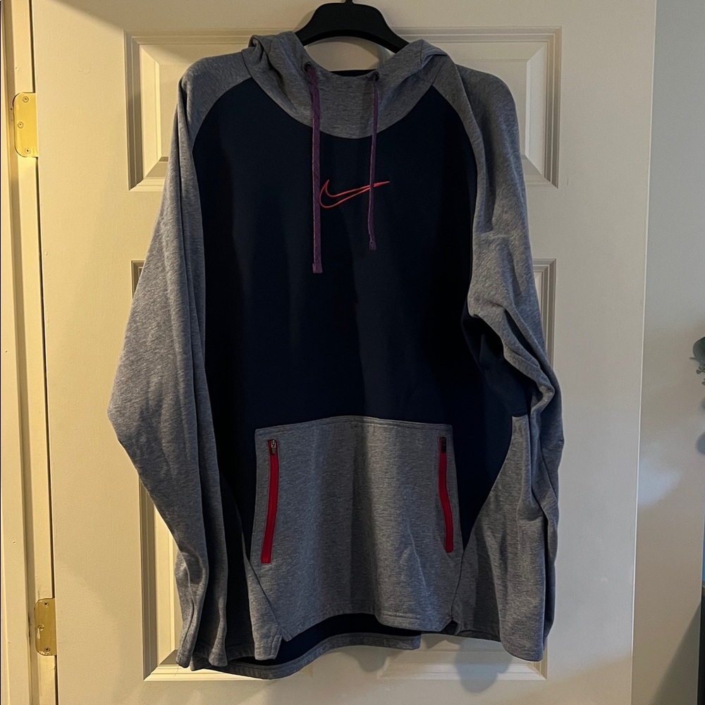 Nike Men's Navy and Gray Hoodie
